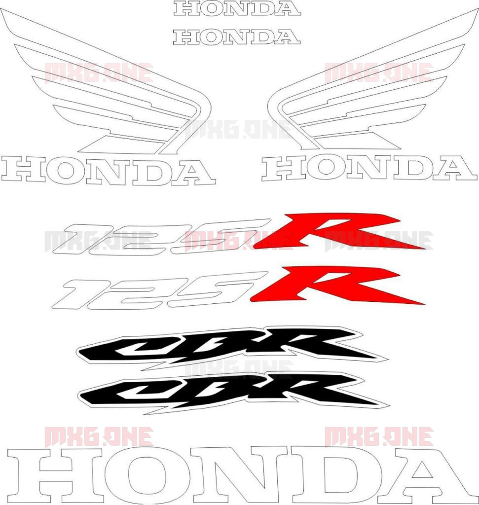 Honda CBR 125 R 2004 2014 TXT Stickers Set MXG ONE Best Moto Decals