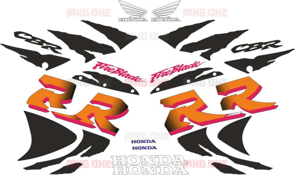 Honda CBR 900 RR 1998 1999 BLACK ORANGE Stickers Set MXG ONE Best