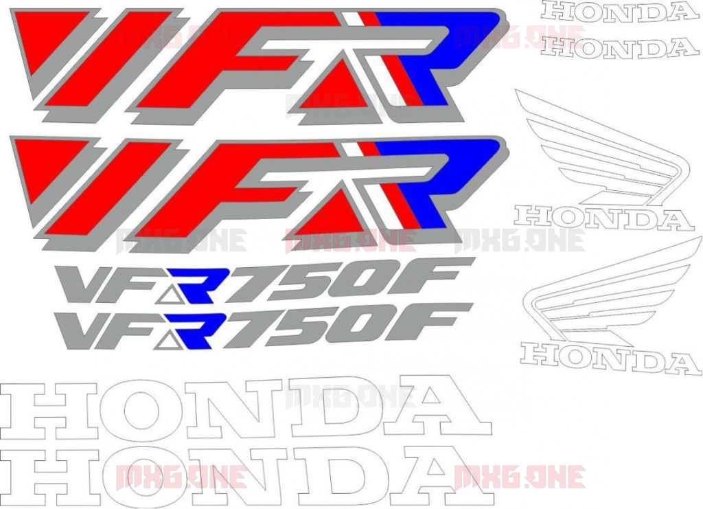 Honda VFR 750 R 1987 1990 Stickers Set MXG ONE Best Moto Decals