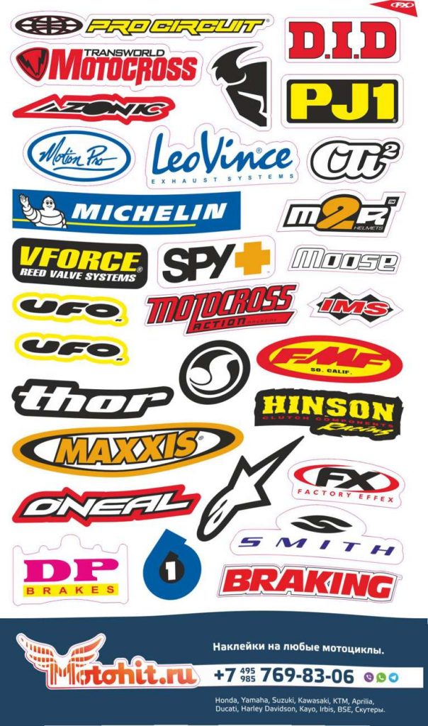 MOTO LOGOS 5 Stickers List MXG ONE Best Moto Decals