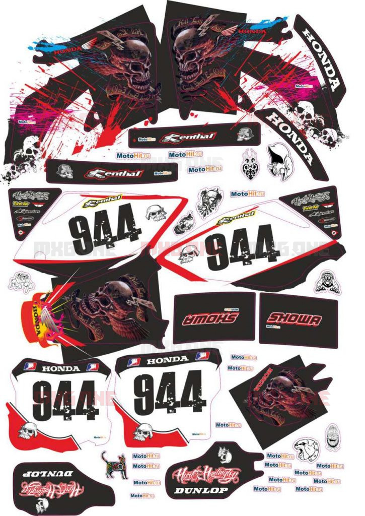 HONDA-CRF-250-2014-2017-CRF-450-2013-2016 GEICO-DARK decals set - MXG ...