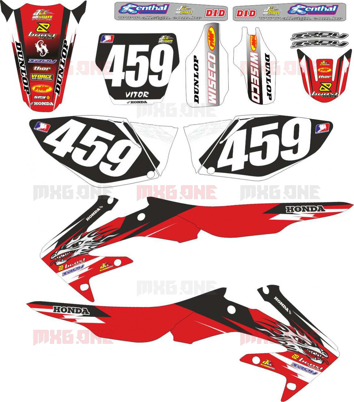 honda big red decal set quality printed and laminated on arlon Impt Info In Des