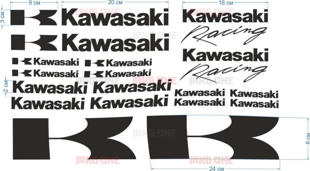 Kawasaki logos decals, stickers and graphics MXG.ONE Best moto decals