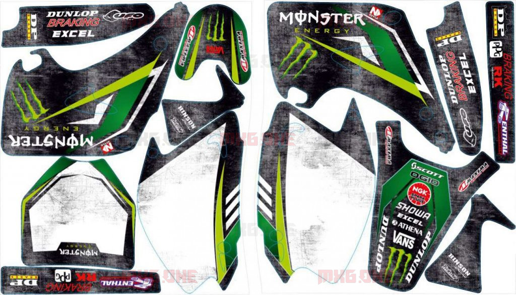 Kawasaki KX-125 KX-250 2003-2008 MONSTER11-STEEL decals set - MXG.ONE ...