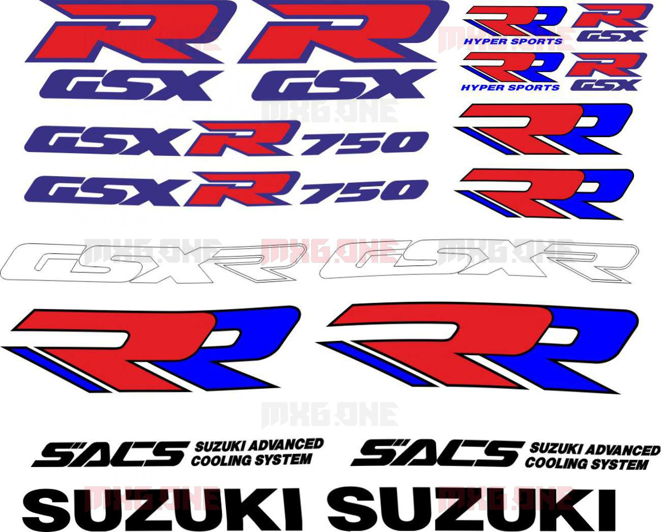 SUZUKI GSX-R-750 1989 LOGO-KIT stickers set - MXG.ONE - Best moto decals.