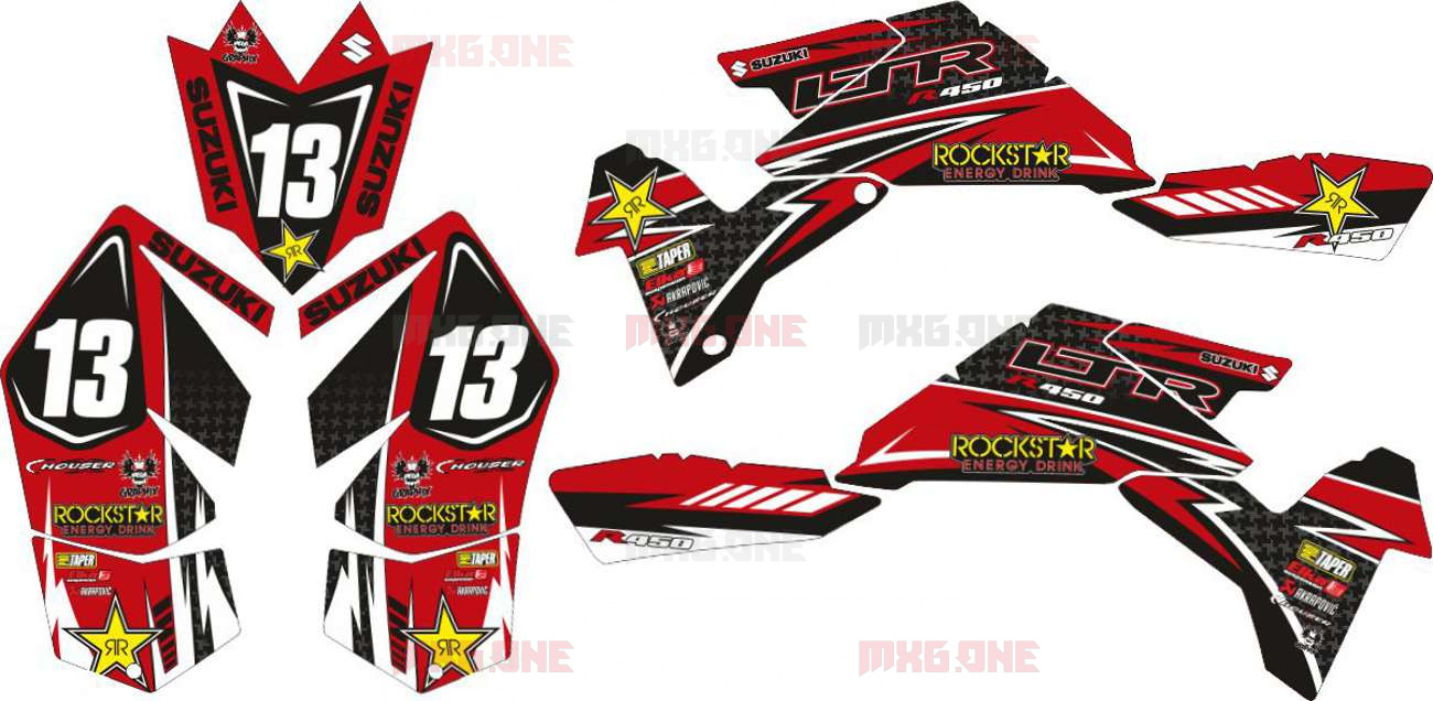 SUZUKI LTR-450 ROCKSTAR-RED-2 2006-2018 decals set - MXG.ONE - Best ...