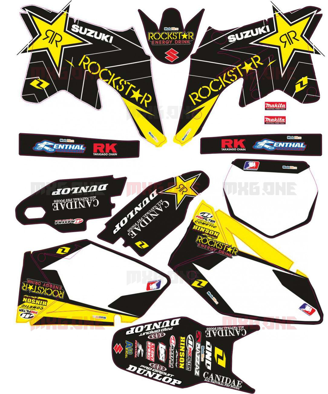 2007-2009 For Suzuki RMZ250 RMZ 250 Team Rockstar Graphics Stickers Kit Decal 