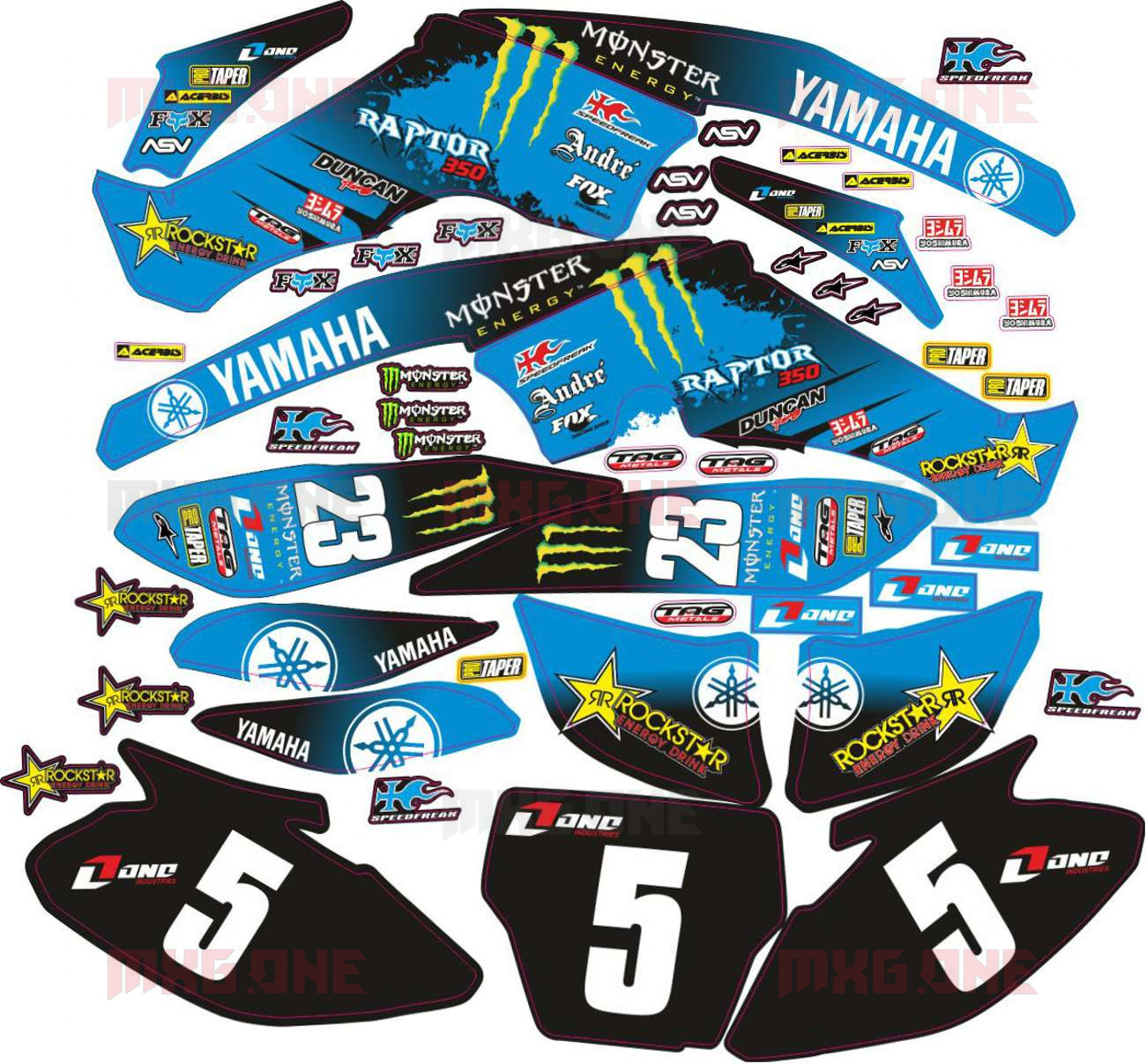 Graphics Kits Decals Stickers Flame Blue  4 YAMAHA RAPTOR 350 2004-2014