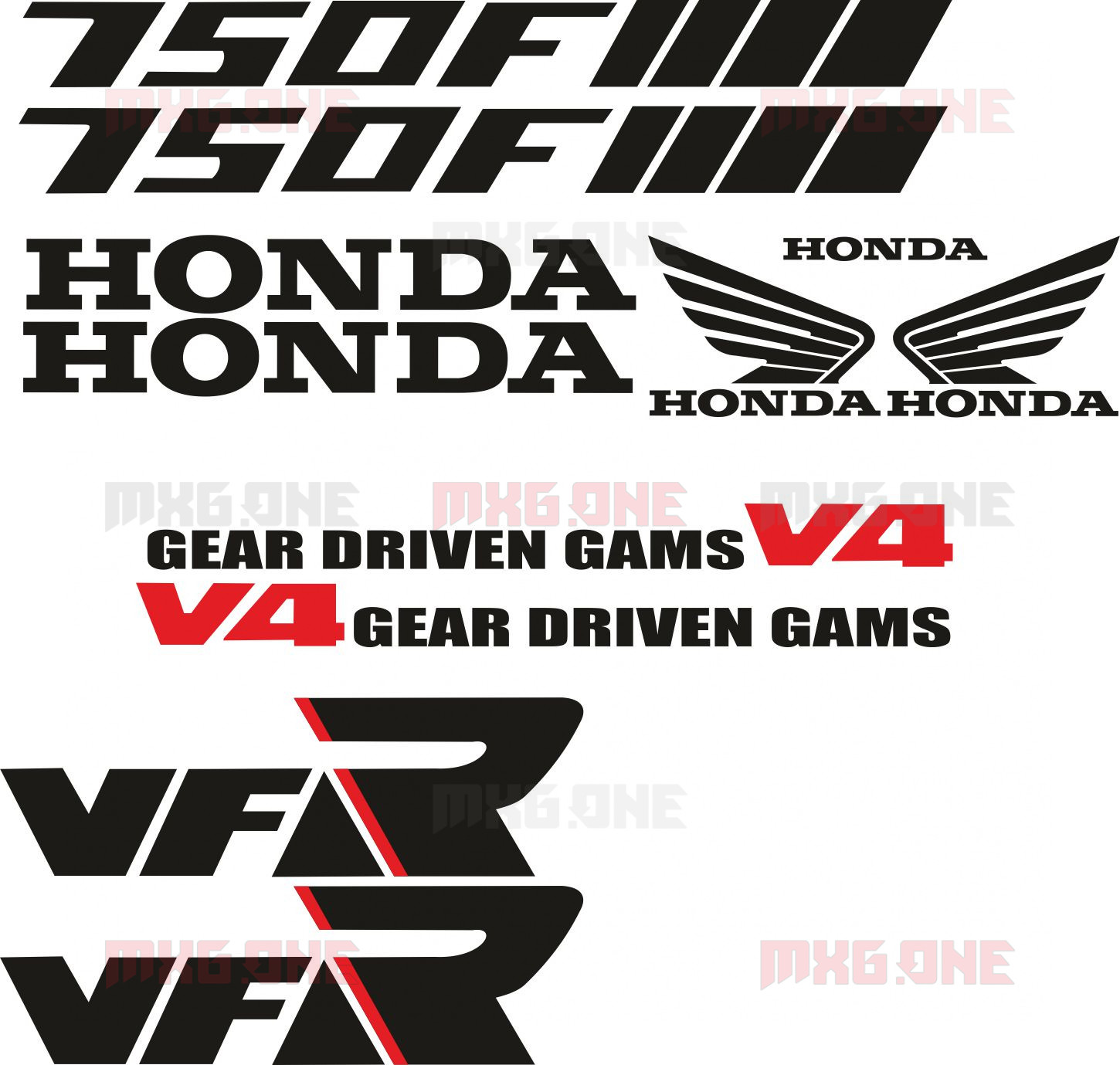 Adhésifs Replica Honda VFR 750 RC24 '87 Moto Blanche Stickers