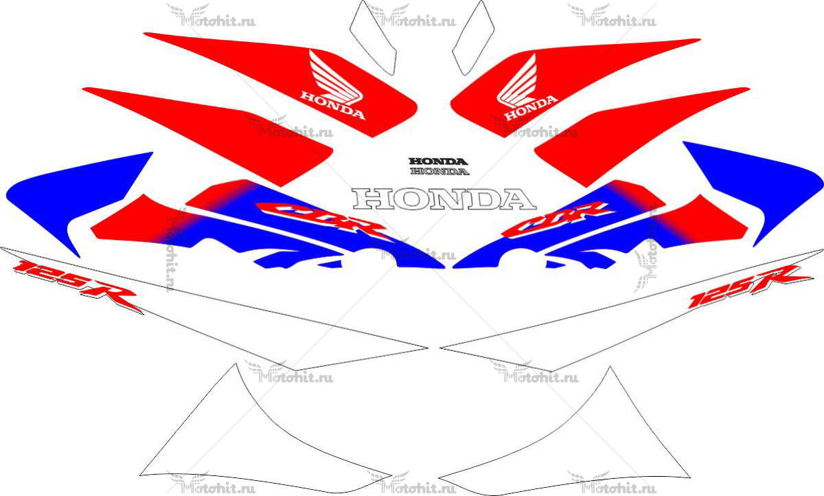 Decals for Honda CBR-125-R 2007-2010 BLUE-WHITE-RED