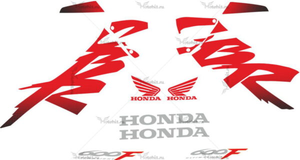 Decals for Honda CBR-600-F4 1999-2000 Red-Silver