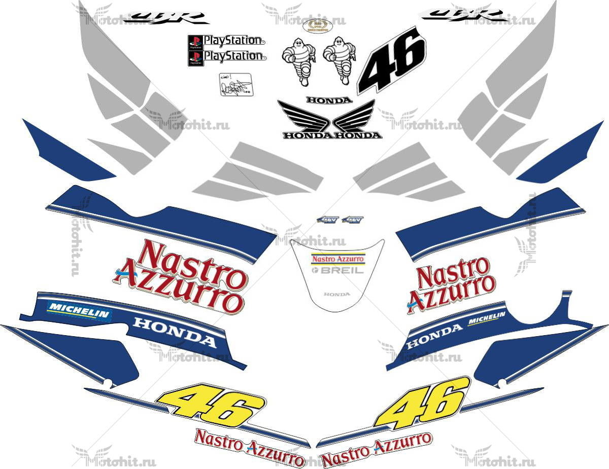Decals for Honda CBR-600-F4I 2002 SILVER-NASTRO