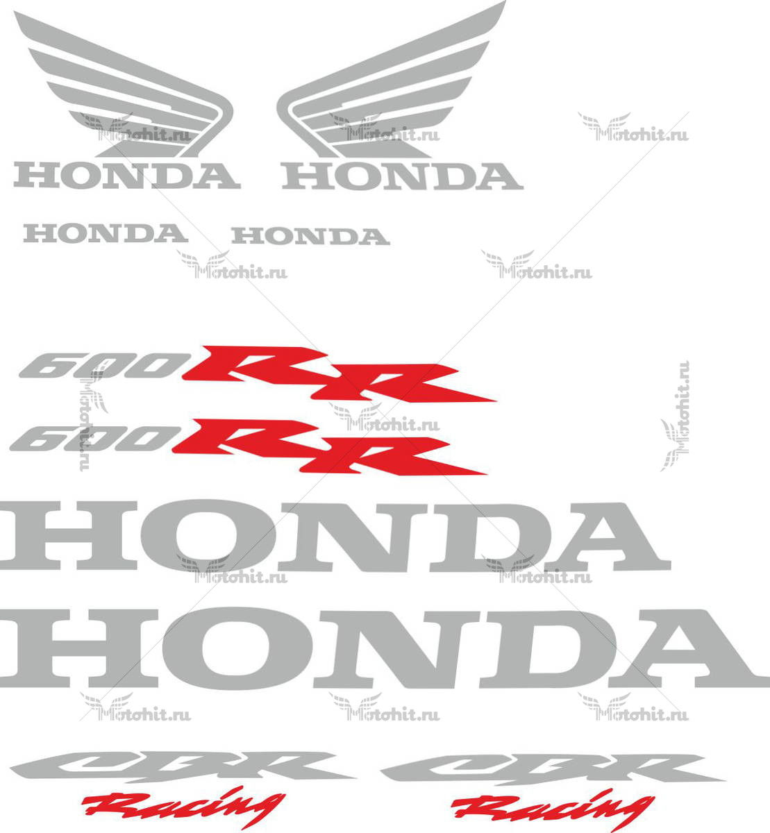 Decals for Honda CBR-600-RR 2006 4-SILVER