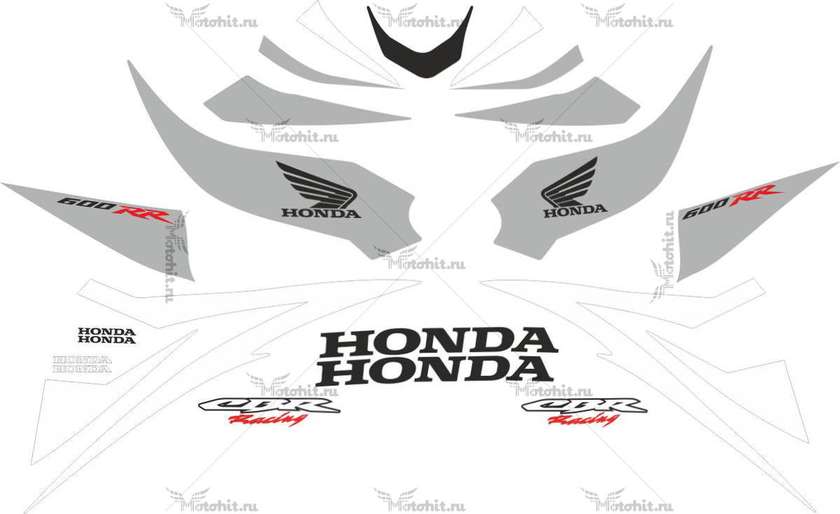 Decals for Honda CBR-600-RR 2007 SILVER-WHITE