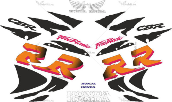 Decals for Honda CBR-900-RR 1998-1999 BLACK-ORANGE
