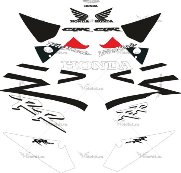 Decals for Honda CBR-954-RR 2002-2003 GRAY-BLACK