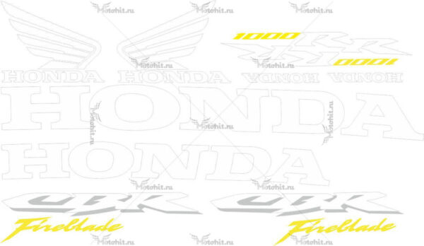 Decals for Honda CBR-1000-RR 2006 FIREBLADE-ONLY-TXT-WHITE