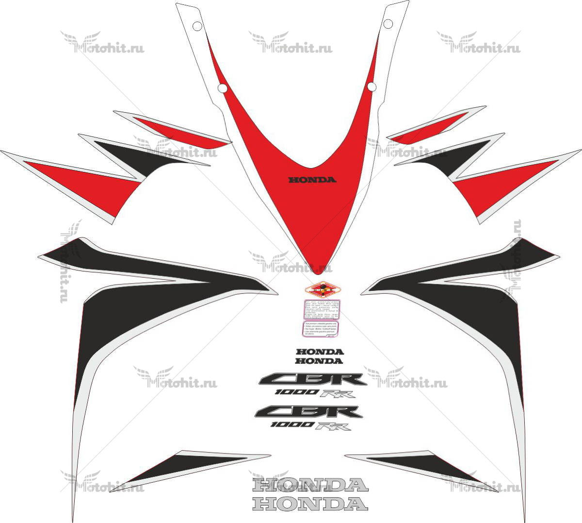 Decals for Honda CBR-1000-RR 2010-2011 BLACK-RED