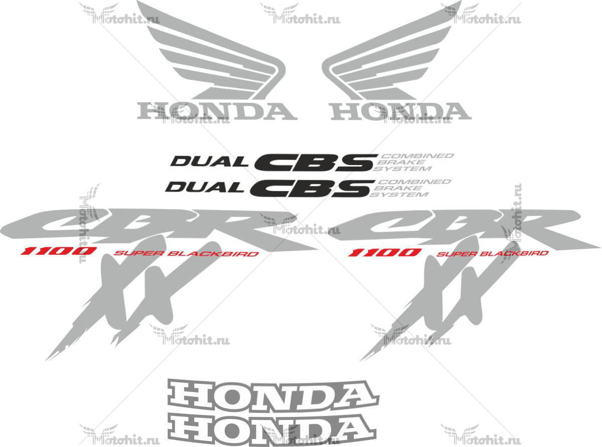 Decals for Honda CBR-1100-XX 1997 BLACKBIRD