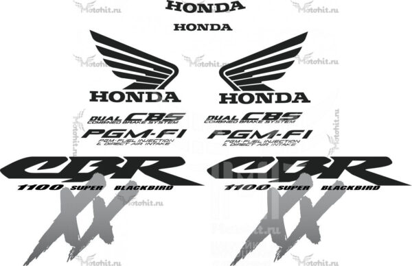 Decals for Honda CBR-1100-XX 1999-2007 all black