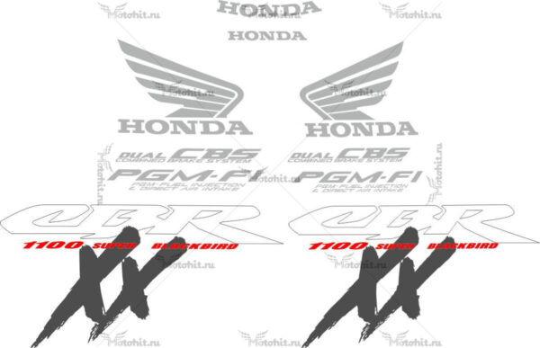 Decals for Honda CBR-1100-XX 1999-2007 RED