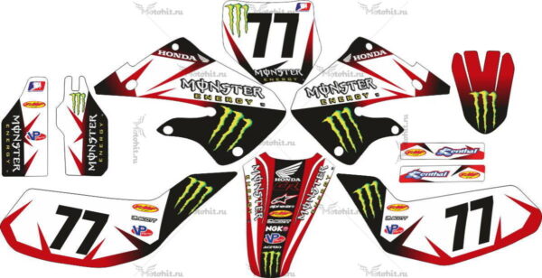 Decals for Honda CR-250 1997-1999 MONSTER-WHITE-RED
