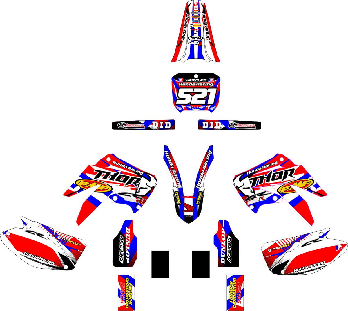 Decals for HONDA CR-125 2002-2007 RED-BLACK-RED & BULL