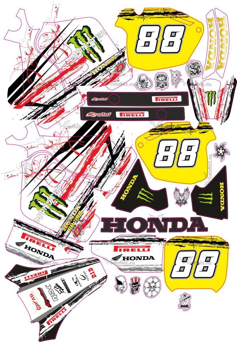 Decals for Honda CR-500 WHITE-MONSTER