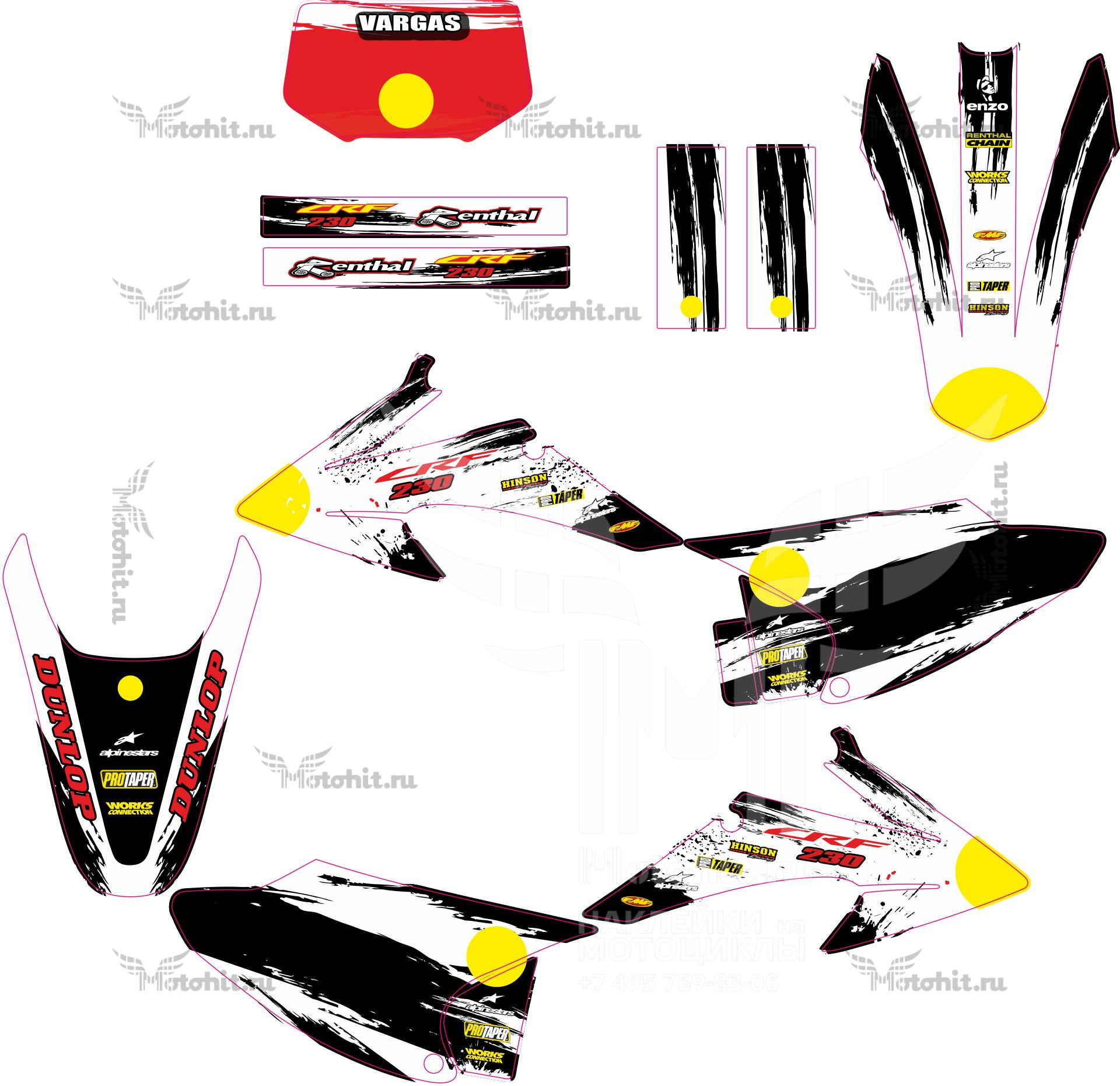 Decals for HONDA CRF-150-230 2008-2012 RED--2