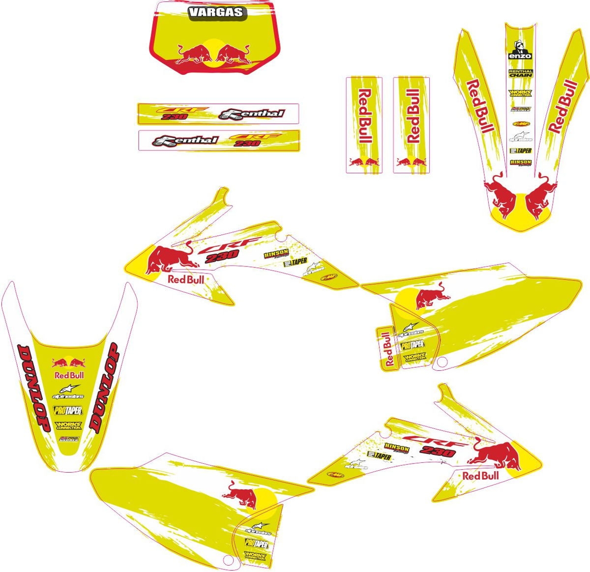 Decals for HONDA CRF-150-230 2008-2012 RED-BULL-2-VERDE