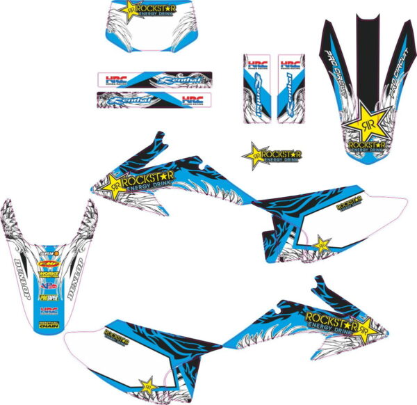 Decals for HONDA CRF-150-230 2008-2012 ROCKSTAR-CYAN-2