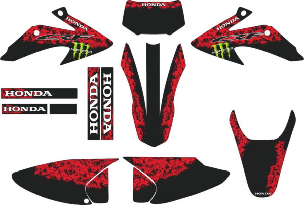 Decals for HONDA CRF-230X 2003-2007 BLACK-RED-MONSTER