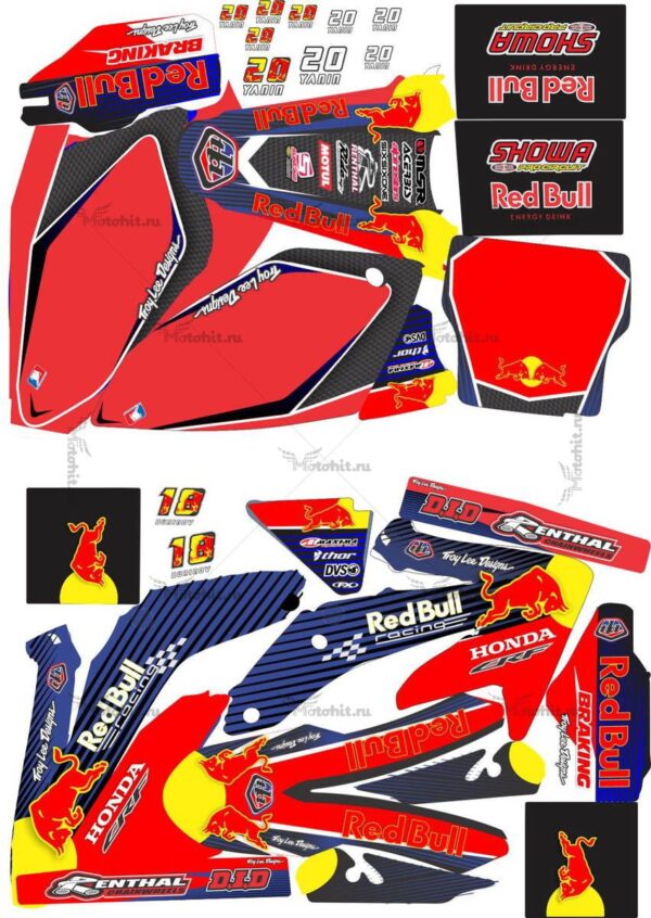 Decals for HONDA-CRF-250-2004-2009-CRF-450-2005-2008 REDBULL-PRINT