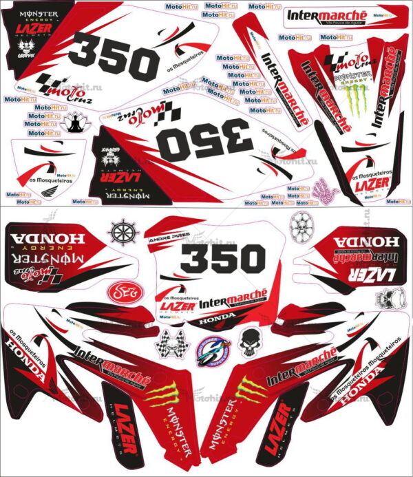 Decals for Honda CRF-250 2004-2009 CRF-450 2005-2008 MONSTER-RED-2
