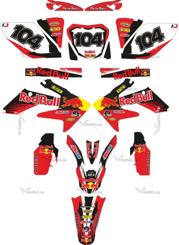 Decals for Honda CRF-250 2004-2009 CRF-450 2005-2008 REDBULL-BLACK