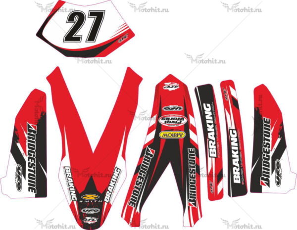 Decals for Honda CRF-250 2004-2009 CRF-450 2005-2008 RED-WHITE