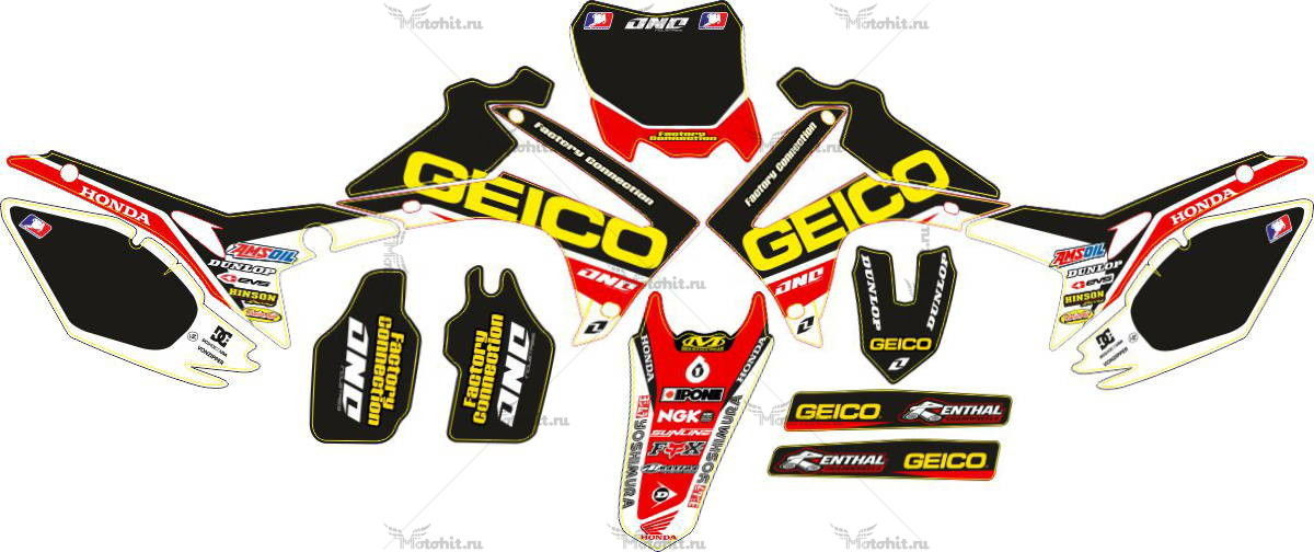 Decals for HONDA-CRF-250-2014-2017-CRF-450-2013-2016 GEICO-DARK