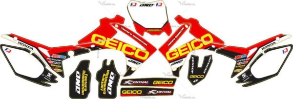 Decals for HONDA-CRF-250-2014-2017-CRF-450-2013-2016 GEICO-RED