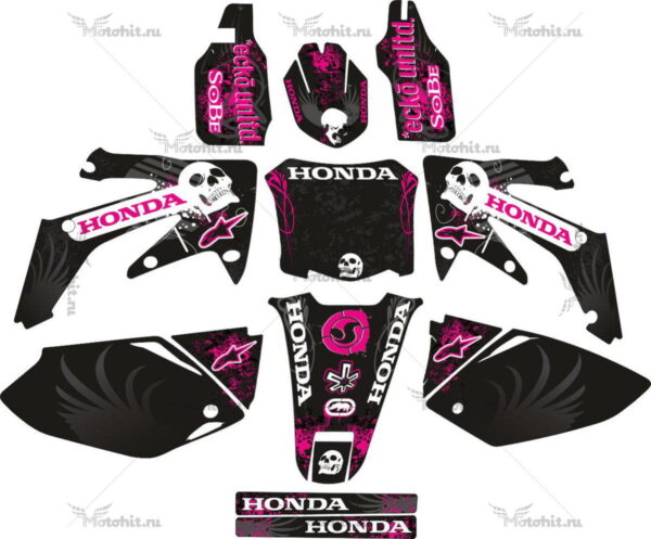 Decals for HONDA CRF-250 2004-2009, CRF-450 2005-2008 Black Pink