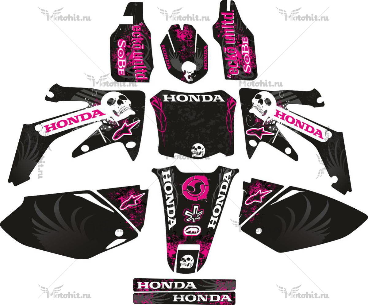 Decals for HONDA CRF-250 2004-2009, CRF-450 2005-2008 Black Pink