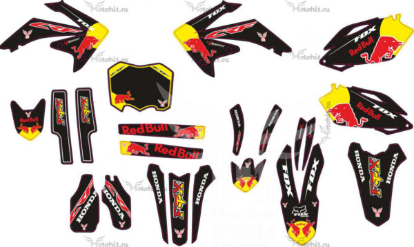 Decals for HONDA CRF 250R 2010-2013 BLACK RED BULL