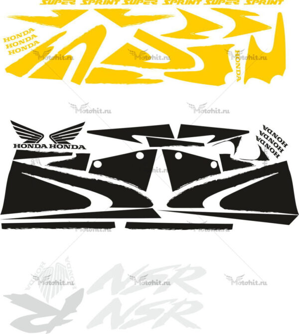Decals for Honda NSR-125 1997-1998 YELLOW-BLACK