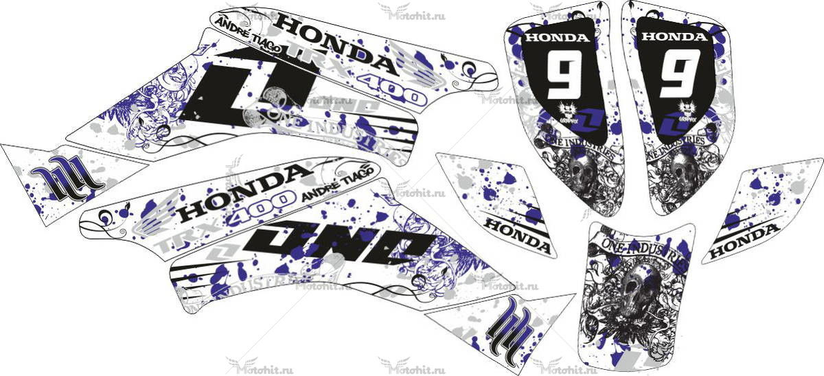 Decals for Honda TRX-400 BLUE-WHITE 1999-2007