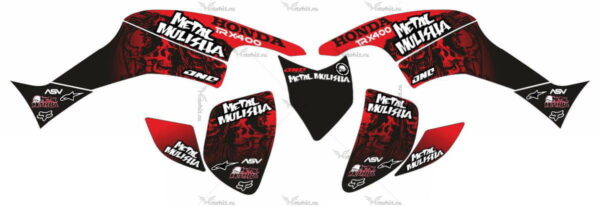 Decals for Honda TRX-400 METAL-MULISHA-RED 1999-2007