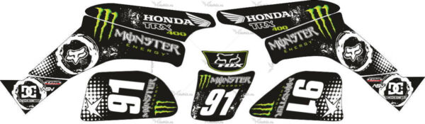 Decals for Honda TRX-400 MONSTER-BLACK-WHITE 1999-2007