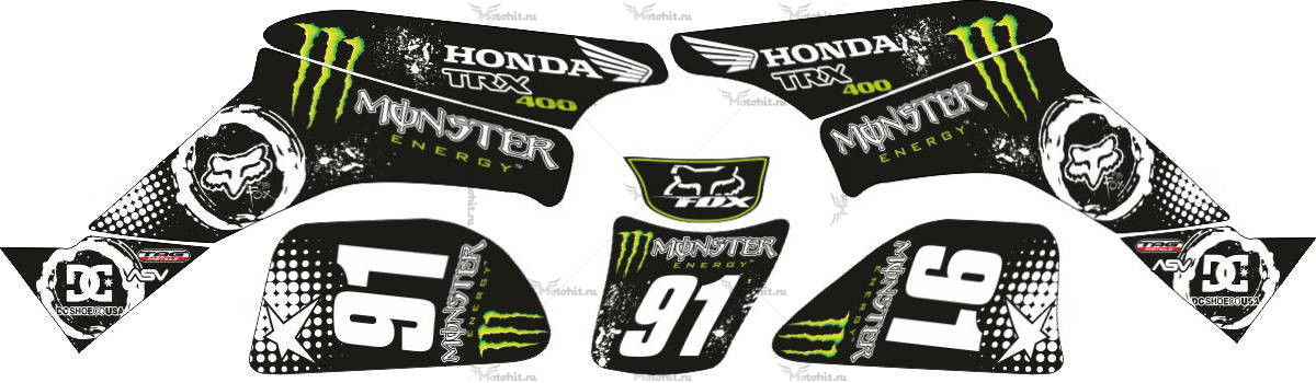 Decals for Honda TRX-400 MONSTER-BLACK-WHITE 1999-2007