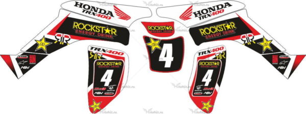 Decals for Honda TRX-400 ROCKSTAR-WHITE-RED 1999-2007
