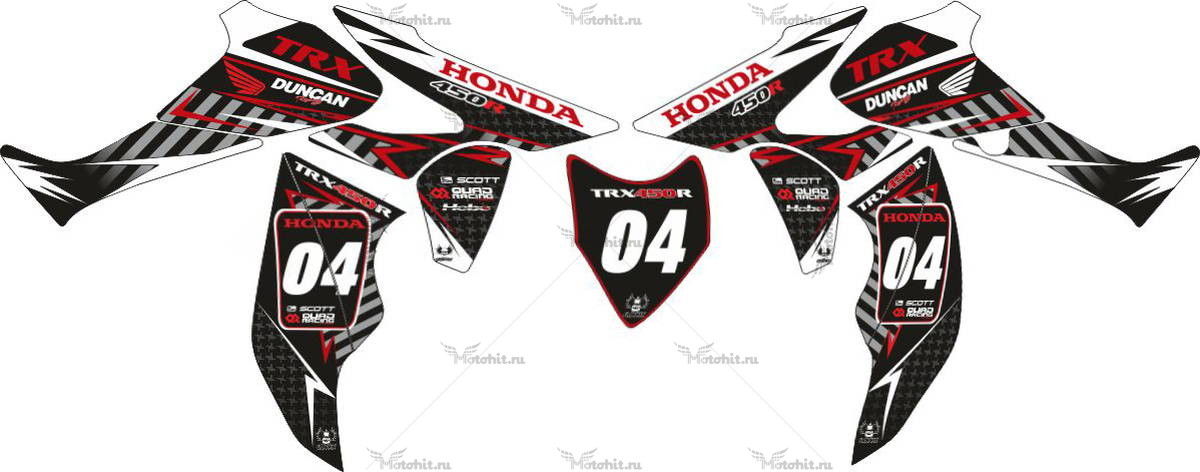 Decals for Honda TRX-450 DUNCAN-RED 2004-2019