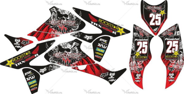 Decals for Honda TRX-450 HART-HUNTINGTON-RED 2004-2019