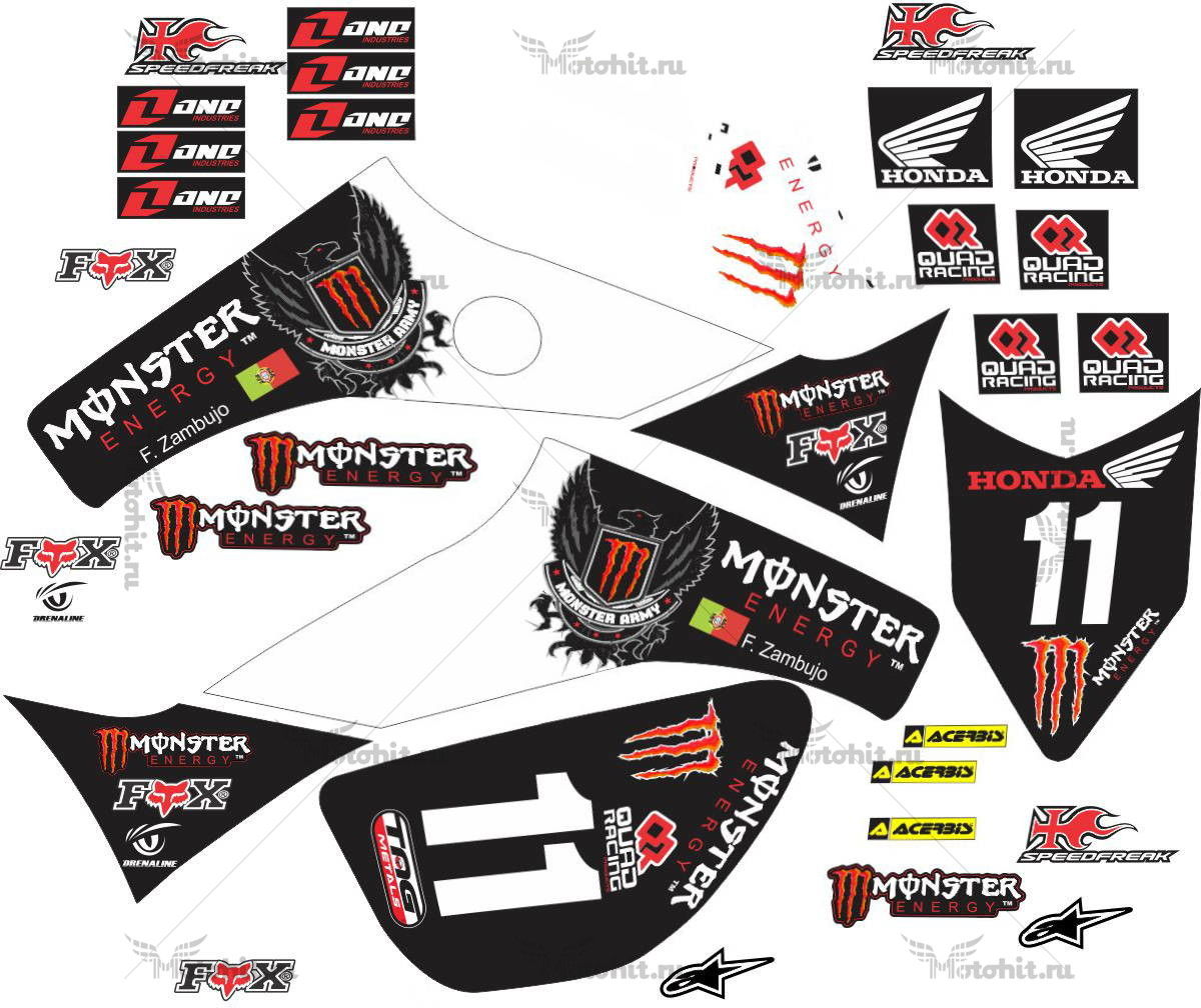 Decals for Honda TRX-400 MONSTER-ORANGE 1999-2007